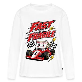 Café de course rapide mais fragile - T-shirt manches longues Premium bio Femme - blanc - Devant - Julia (174cm)