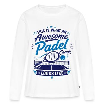 T-shirt Coach de Padel | Padel Tennis - T-shirt manches longues Premium bio Femme - blanc - Devant - Julia (174cm)