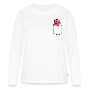 Mon porcelet dans ma poche - poche de poitrine - T-shirt manches longues Premium bio Femme - blanc - Devant - Julia (174cm)