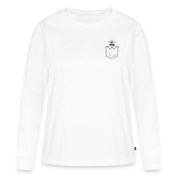 Einhorn Brusttasche - Frauen Premium Bio Langarmshirt - Weiß - Vorne - Julia (174cm)