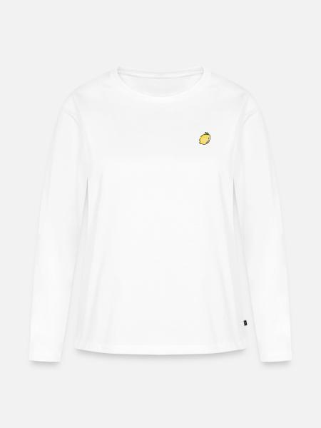 Zitronenfrische Eleganz - Frauen Premium Bio Langarmshirt - Weiß