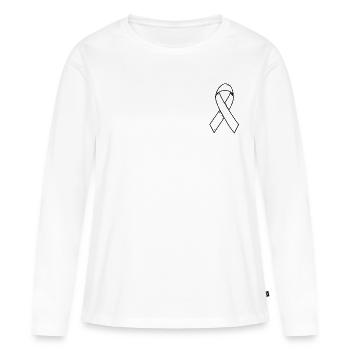 Cancer du sein minimum - T-shirt manches longues Premium bio Femme - blanc - Devant - Julia (174cm)