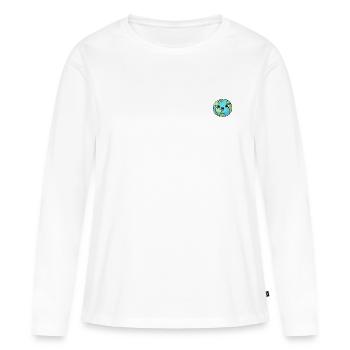 Unsere glückliche Mutter Erde! - Frauen Premium Bio Langarmshirt - Weiß - Vorne - Julia (174cm)