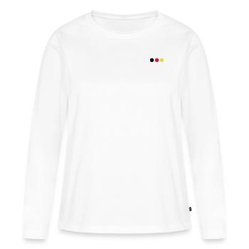 Points noirs, rouges et jaunes - T-shirt manches longues Premium bio Femme - blanc - Devant - Julia (174cm)
