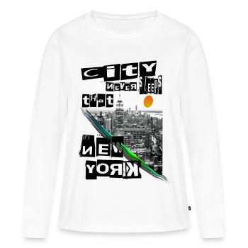 New York - T-shirt manches longues Premium bio Femme - blanc - Devant - Julia (174cm)