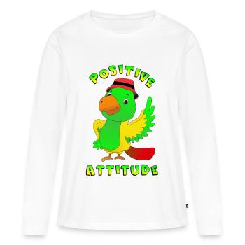 Positive attitude perroquet - T-shirt manches longues Premium bio Femme - blanc - Devant - Julia (174cm)