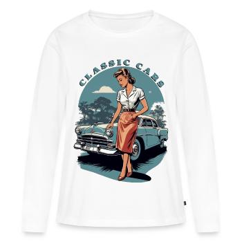 Classic Cars 1950 - Women's Premium Organic Long Sleeve Shirt - white - Front - Julia (174cm)