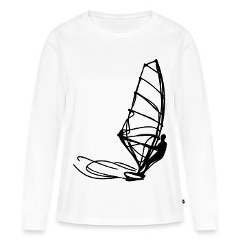 Croquis de planche à voile - T-shirt manches longues Premium bio Femme - blanc - Devant - Julia (174cm)
