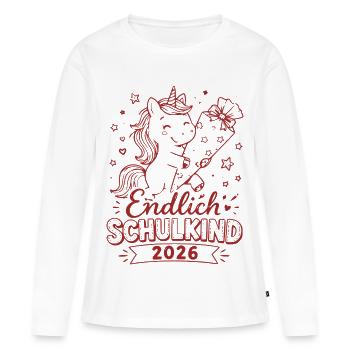 Endlich Schulkind 2026 Unicorn - Frauen Premium Bio Langarmshirt - Weiß - Vorne - Julia (174cm)