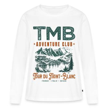 TMB Adventure Club Tour du Mont-Blanc Randonnée - T-shirt manches longues Premium bio Femme - blanc - Devant - Julia (174cm)