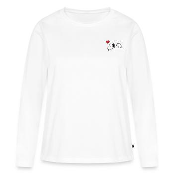 Peanuts Snoopy Herz Brustmotiv - Frauen Premium Bio Langarmshirt - Weiß - Vorne - Julia (174cm)