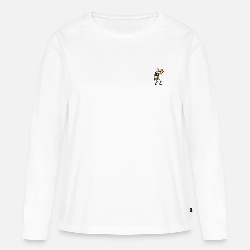 Skeleton drinks beer, Halloween - Women's Premium Organic Long Sleeve Shirt - white