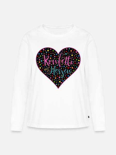 Konfetti im Herzen Fasching Herz Valentinstag - Frauen Premium Bio Langarmshirt - Weiß