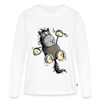 Cheval Noir - T-shirt manches longues Premium bio Femme - blanc - Devant - Julia (174cm)