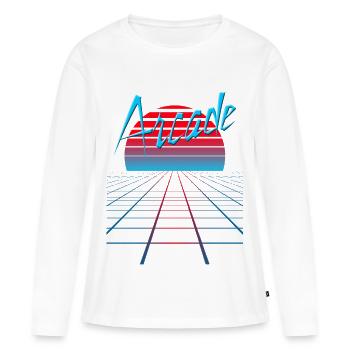 NERDY pour toujours - Arcade - T-shirt manches longues Premium bio Femme - blanc - Devant - Julia (174cm)