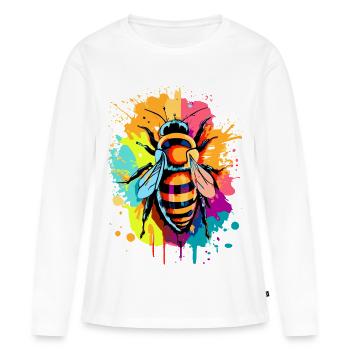 Abeille colorée - Abeilles et abeilles - Abeille - T-shirt manches longues Premium bio Femme - blanc - Devant - Julia (174cm)