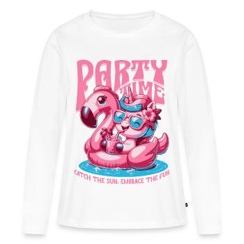 Party Time Unicorn Frauen-Poolparty - Frauen Premium Bio Langarmshirt - Weiß - Vorne - Julia (174cm)
