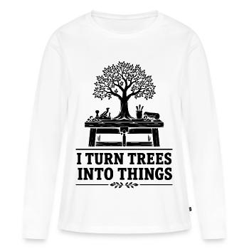 Humor Holz Tischler Tischler | Handwerkergeschenk - Frauen Premium Bio Langarmshirt - Weiß - Vorne - Julia (174cm)
