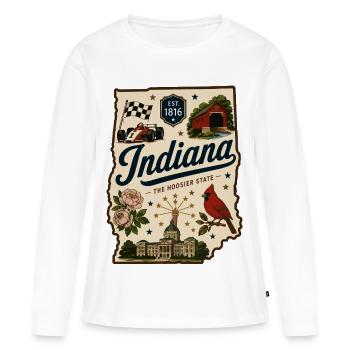 Indiana Hoosier State Vintage Travel Sticker - Women's Premium Organic Long Sleeve Shirt - white - Front - Julia (174cm)
