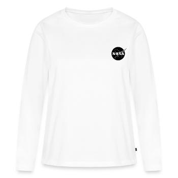 NASA Logo Classique En Noir Et Blanc - T-shirt manches longues Premium bio Femme - blanc - Devant - Julia (174cm)