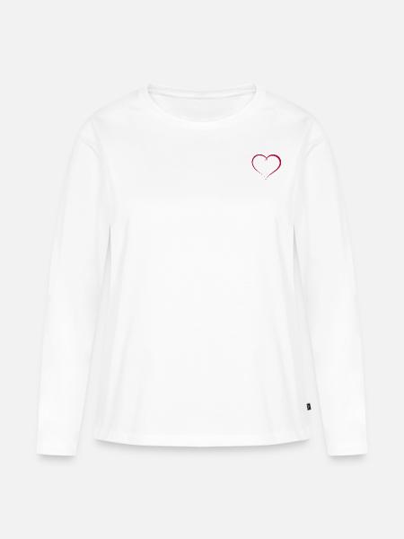 Valentinstag Herz in Rot - Frauen Premium Bio Langarmshirt - Weiß