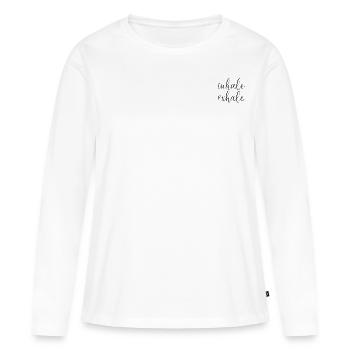 Expirez par inspiration - T-shirt manches longues Premium bio Femme - blanc - Devant - Julia (174cm)