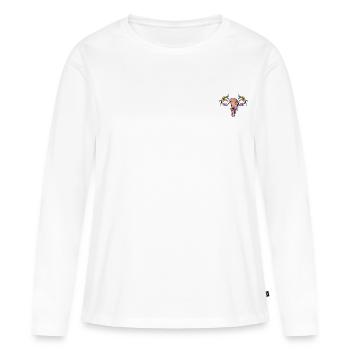 Blumiger Uterus - Frauen Premium Bio Langarmshirt - Weiß - Vorne - Julia (174cm)