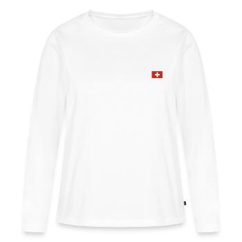 Drapeau suisse - T-shirt manches longues Premium bio Femme - blanc - Devant - Julia (174cm)