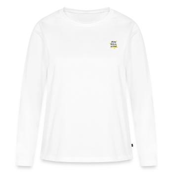 Graffiti « Dream Believe Achieve » avec cœur, couronne - T-shirt manches longues Premium bio Femme - blanc - Devant - Julia (174cm)