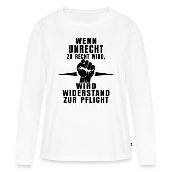 Reconnaître l’injustice – faire preuve de résistance - T-shirt manches longues Premium bio Femme - blanc - Devant - Julia (174cm)