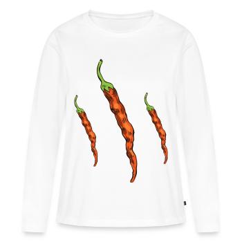 Piments - T-shirt manches longues Premium bio Femme - blanc - Devant - Julia (174cm)
