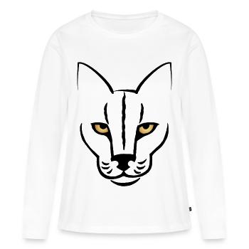 Der Blick der Katze - Frauen Premium Bio Langarmshirt - Weiß - Vorne - Julia (174cm)