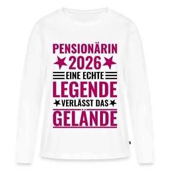Pensionärin 2026 Eine Legende verlässt das Gelände - Frauen Premium Bio Langarmshirt - Weiß - Vorne - Julia (174cm)
