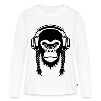 Vibe Monkey Head Chillout Lounge Edition Chemise - T-shirt manches longues Premium bio Femme - blanc - Devant - Julia (174cm)