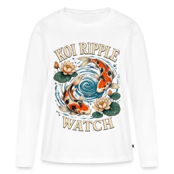 KOI RIPPLE WATCH - Frauen Premium Bio Langarmshirt - Weiß - Vorne - Julia (174cm)