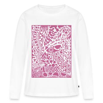 Manifeste pour l’amour de soi en rose - T-shirt manches longues Premium bio Femme - blanc - Devant - Julia (174cm)