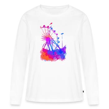 grande roue - T-shirt manches longues Premium bio Femme - blanc - Devant - Julia (174cm)