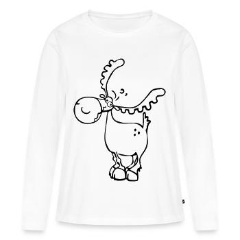 Elch - Hirsch - Rentier - Wild - Frauen Premium Bio Langarmshirt - Weiß - Vorne - Julia (174cm)