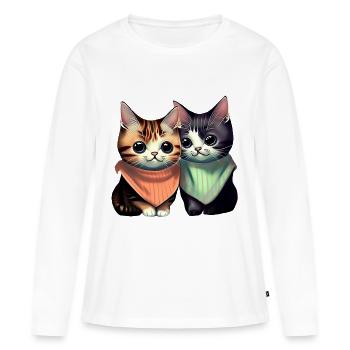 Meilleurs amis chats - T-shirt manches longues Premium bio Femme - blanc - Devant - Julia (174cm)