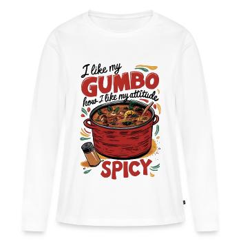 Spicy Gumbo, Spicy Attitude - Women's Premium Organic Long Sleeve Shirt - white - Front - Julia (174cm)