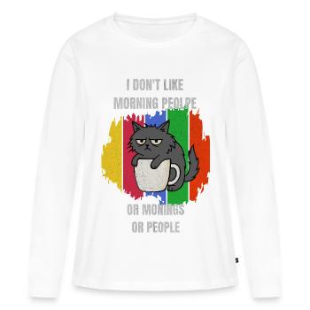 Je n’aime pas les gens du matin ou les matins ou les gens - T-shirt manches longues Premium bio Femme - blanc - Devant - Julia (174cm)