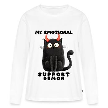 Emotional Support Demon – Funny Cats Edition - Women's Premium Organic Long Sleeve Shirt - white - Front - Julia (174cm)