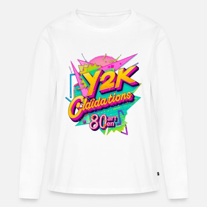 Y2K Retro Feier Design - Frauen Premium Bio Langarmshirt - Weiß