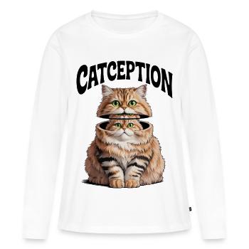 Geteiltes Katzenduo-Porträt - Frauen Premium Bio Langarmshirt - Weiß - Vorne - Julia (174cm)
