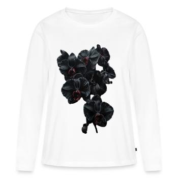 Splendeur de l’orchidée sombre dans le style gothique - T-shirt manches longues Premium bio Femme - blanc - Devant - Julia (174cm)