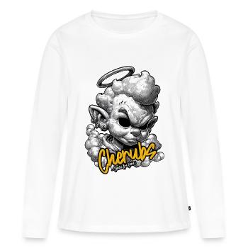Chérubins Halo Encre Rebelle - T-shirt manches longues Premium bio Femme - blanc - Devant - Julia (174cm)