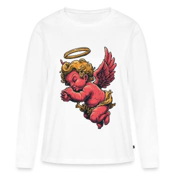 Ailes de halo de chérubin cramoisi - T-shirt manches longues Premium bio Femme - blanc - Devant - Julia (174cm)