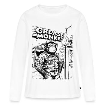 Illustration en ligne GreaseMonkey - T-shirt manches longues Premium bio Femme - blanc - Devant - Julia (174cm)