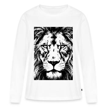 Regard de Lion Intense Puissance - T-shirt manches longues Premium bio Femme - blanc - Devant - Julia (174cm)