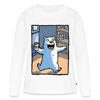 Kaffeebär im Laden - Frauen Premium Bio Langarmshirt - Weiß - Vorne - Julia (174cm)